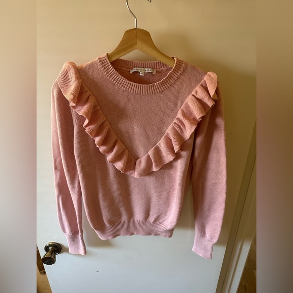 Pink Ruffled Women's Sweater - Picture 2 of 4